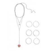 Layered Necklace and Hoop Earrings Set - Earrings - $6.99 