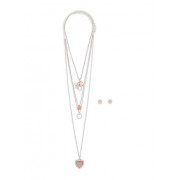 Layered Pendant Necklace with Stud Earrings - Aretes - $6.99  ~ 6.00€
