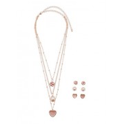 Layered Rhinestone Necklace with Stud Earrings - Brincos - $5.99  ~ 5.14€