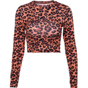 Leopard Print Slim Short Cropped T-Shirt - Košulje - kratke - $25.99  ~ 165,10kn