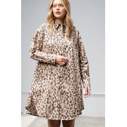 Leopard/animal Printed Shirt Dress - Dresses - $91.30 