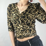 Leopard-print V-neck wrap strappy crop top - Košulje - kratke - $25.99  ~ 165,10kn