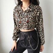 Leopard print umbilical short jacket fem - Košulje - kratke - $26.99  ~ 171,46kn