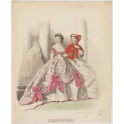 Les Modes Parisiennes fashionplate 1864 - Ilustracije - 