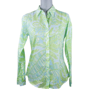 Lilly Pulitzer Duffy Shirt Shorely Blue Green & Blue Blouse - Košulje - kratke - $99.99  ~ 635,19kn