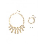Link Chain Necklace Bracelet and Stud Earrings Set - Brincos - $7.99  ~ 6.86€