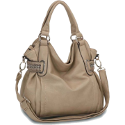 Linked-chain Accents Top Double Handle Daybag Soft Hobo Office Tote Satchel Shoulder Bag Handbag Purse Beige - Hand bag - $39.50 