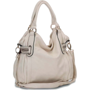 Linked-chain Accents Top Double Handle Daybag Soft Hobo Office Tote Satchel Shoulder Bag Handbag Purse Cream - Hand bag - $39.50 