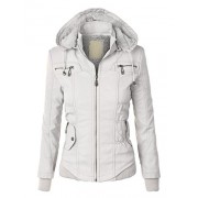 Lock and Love LL Womens Faux Leather Zip Up Bomber Jacket With Hood - Outerwear - $39.90  ~ 34.27€