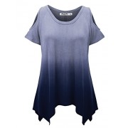 Lock and Love LL Womens Ombre Round Neck Short Sleeve Shoulder Off Top - Made In USA - Košulje - kratke - $22.79  ~ 144,78kn