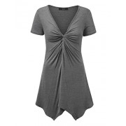 Lock and Love LL Womens Short Sleeve Knot Front Baby Doll Tunic - Made in USA - Košulje - kratke - $25.64  ~ 162,88kn