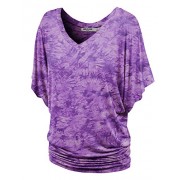 Lock and Love LL Womens V Neck Short Sleeve Tie Dye Drape Dolman Top - Made in USA - Košulje - kratke - $21.36  ~ 135,69kn