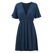 Lock and Love Women's Airy Short Sleeve Kimono Style Deep V Neck Dress Top S-3XL Plus Size-Made in U.S.A. - Dresses - $17.95 