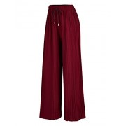Lock and Love Women's Ankle/Maxi Pleated Wide Leg Palazzo Pants with Drawstring/Elastic Band - Pants - $17.45 