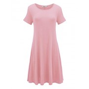 Lock and Love Women's Short Sleeve/Sleeveless Pocket Casual Swing T-Shirts Dress Plus Size - Dresses - $17.95 