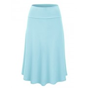 Lock and Love Women's Solid Ombre Lightweight Flare Midi Pull On Closure Skirt S-XXXL Plus Size - Faldas - $15.95  ~ 13.70€