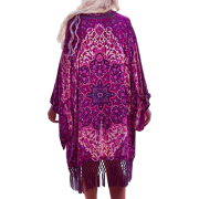 Long Purple Boho Chiffon Kimono Cardigan - Ludzie (osoby) - 