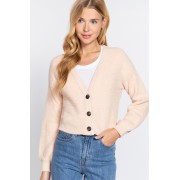 Long Slv V-neck Sweater Cardigan - Cardigan - $28.60 