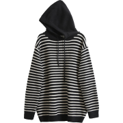 Loose Hooded Pinstrip Knit Sweater - Pullovers - $45.99 