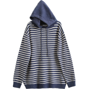 Loose Hooded Pinstrip Knit Sweater - Pullovers - $45.99 