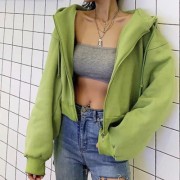 Loose cropped hooded plus fleece sweatsh - Košulje - kratke - $29.99  ~ 190,51kn