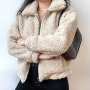 Loose lapel lamb zipper jacket female wi - Chaquetas - $32.99  ~ 28.33€