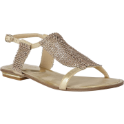 Lotus Agnetha Gold Diamante Flat Sandals - Sandalias - 