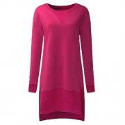 LuckyMore Women's Casual Oversized Long Sleeve Round Neck T-Shirt Tops High Low Hem - Long sleeves t-shirts - $30.00 
