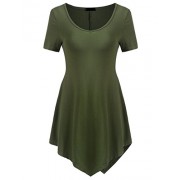 LuckyMore Women's Casual Scoop Neck Summer Short Sleeve Tunic Tops Shirts - 女士束腰长衣 - $6.59  ~ ¥44.16