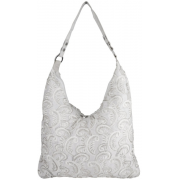 Luscious Feather like Pattern Handmade Beaded Shopper Hobo Handbag Satchel Purse Tote Bag White - Hand bag - $35.50 