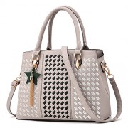 Luxury Designer Women Handbags Geometry Lattice Embroidery Leather Shoulder Bag With Star - Taschen - $24.99  ~ 21.46€