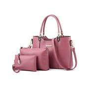 Luxury Women 3 Pieces PU Leather Shoulder Bags Top Handle Cross Satchel Handbag Wallet Purse Set - Bag - $32.99 