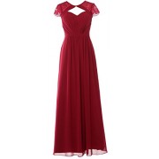 MACloth Elegant Cap Sleeves Long Bridesmaid Dress 2018 Evening Formal Gown - Dresses - $398.00 