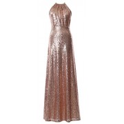 MACloth Women Halter Sequin Long Bridesmaid Dress Wedding Party Formal Gown - Dresses - $398.00  ~ £302.48