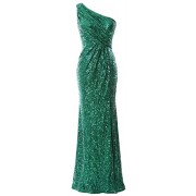 MACloth Women Mermaid Sequin Prom Dress One Shoulder Long Formal Evening Gown - Dresses - $298.00 