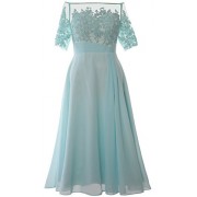 MACloth Women Off Shoulder Mother Of Bride Dress Tea Length Formal Evening Gown - Dresses - $388.00 