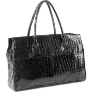 MAKYA Oversize Black Faux Crocodile Pattern Weekend Getaway Tote Double Handle Shopper Hobo Handbag Satchel Shoulder Bag - Hand bag - $29.50 