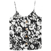 MANGO Women's Printed Buttoned Top, Black, XS - トップス - 