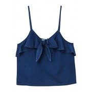 MANGO Women's Ruffled Denim Top, Indigo Blue, XS - 上衣 - 
