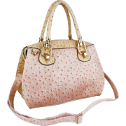 MARISSA Chic Ostrich-embossed Office Tote Top Double Handle Doctor Style Handbag Satchel Purse Shoulder Bag Pink - Hand bag - $21.50 