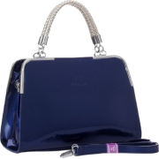 MATANA Trendy PU Patent Leather Top Double Handle Doctor Style Tote Purse Satchel Handbag Shoulder Bag Navy - Hand bag - $32.50 