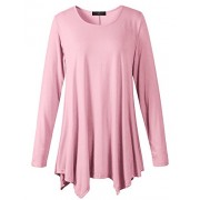 MBJ Womens Round Neck Long Sleeve Loose Fit Tunic Top - Made in USA - Shirts - $25.64 