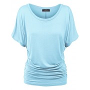 MBJ Womens Solid Short Sleeve Boat Neck Dolman Top With Side Shrring - Made In USA - Košulje - kratke - $21.36  ~ 135,69kn