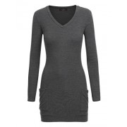 MBJ Womens V-Neck Long Sleeve Pocket Tunic Top - Made In USA - Camisas - $25.64  ~ 22.02€