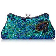 MG Collection Laurel Beaded Sequined Peacock Purse - Accessories - $29.50 