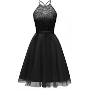 MILANO BRIDE Women's Halter Sleeveless Cocktail Length A-Line Sexy Cross Back for Prom Party Dresses - ワンピース・ドレス - $43.99  ~ ¥4,951