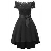 MILANO BRIDE Women's Vintage Floral Lace Short Sleeves Boat Neck Cocktail Formal Swing Dress - ワンピース・ドレス - $34.99  ~ ¥3,938