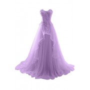 MILANO BRIDE Women's Vogue Evening Prom Dress Strapless A-line Ruffles Applique - Vestiti - $89.35  ~ 76.74€