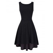MISSKY Sleeveless Scoop Neck Open Back High Low Cocktail Skater Swing Casual Dresses for Women - Dresses - $26.88 