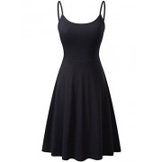 MISSKY Women Sleeveless Adjustable Strappy Cotton Swing Skater Midi Dress - Dresses - $8.88 